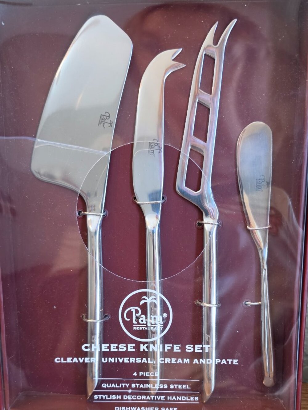 Palm Restaurant Cheese Knife Set, New Condition, Original Pkg